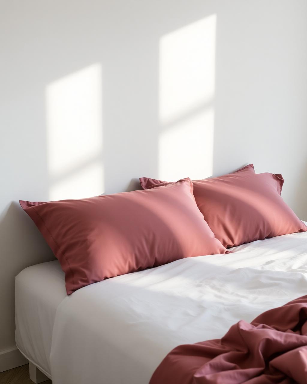 Percale mauve pillowcases lifestyle