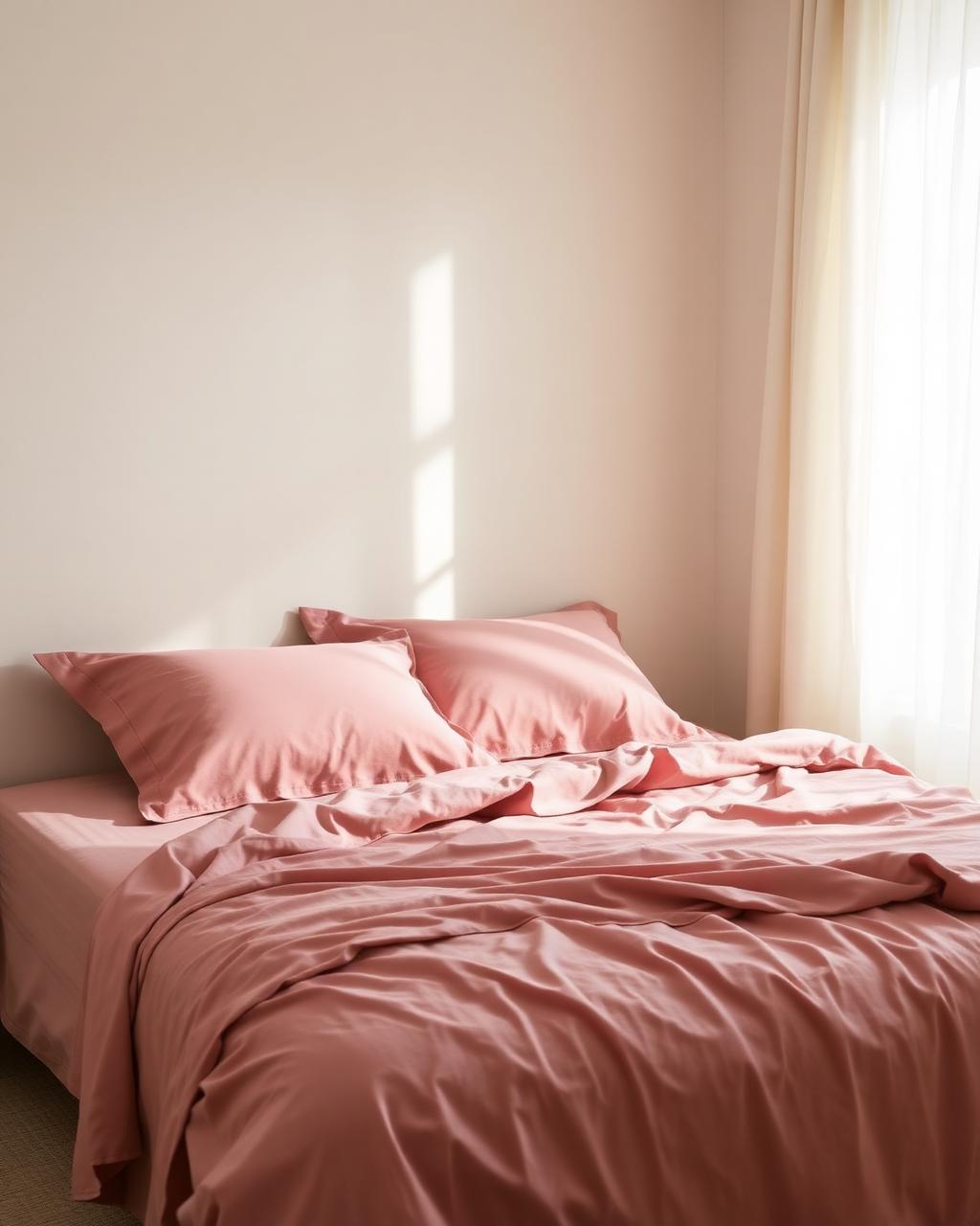 Percale mauve sheets lifestyle