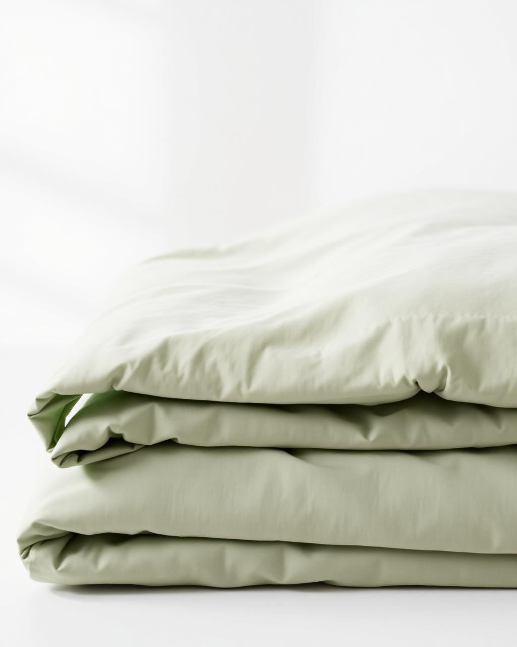 Folded percale sage duvet cover