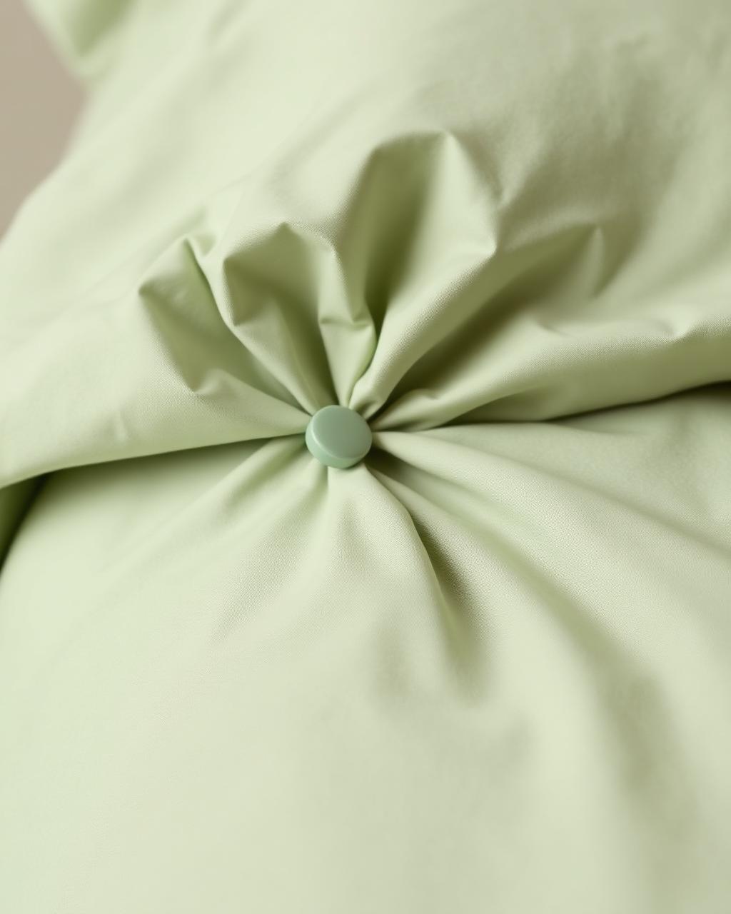 Close-up percale sage duvet button closure