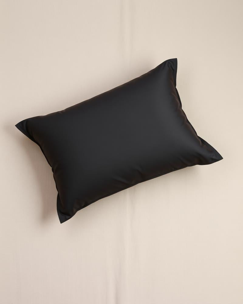 Charcoal grey sateen pillowcase flat lay