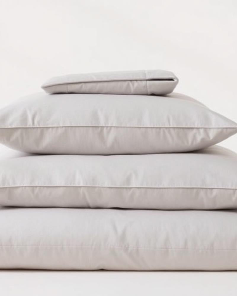 Mist grey sateen pillowcase detail