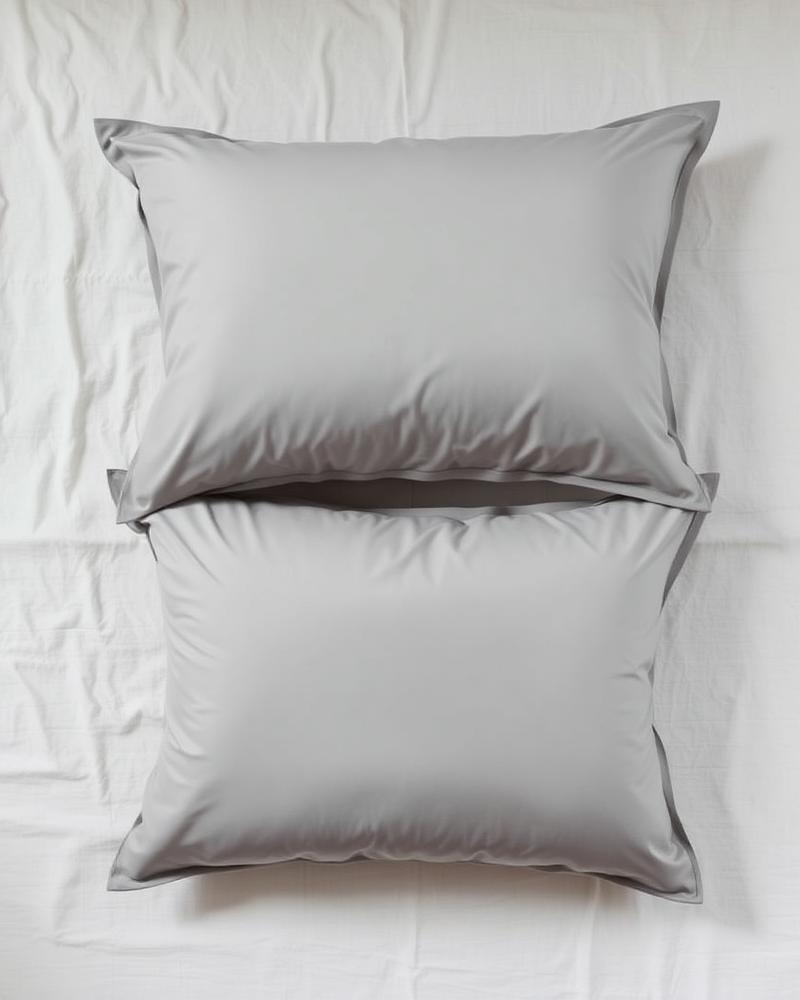 Mist grey sateen pillowcase set flat lay